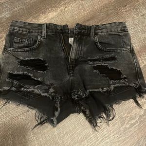 Black ripped Jean shorts